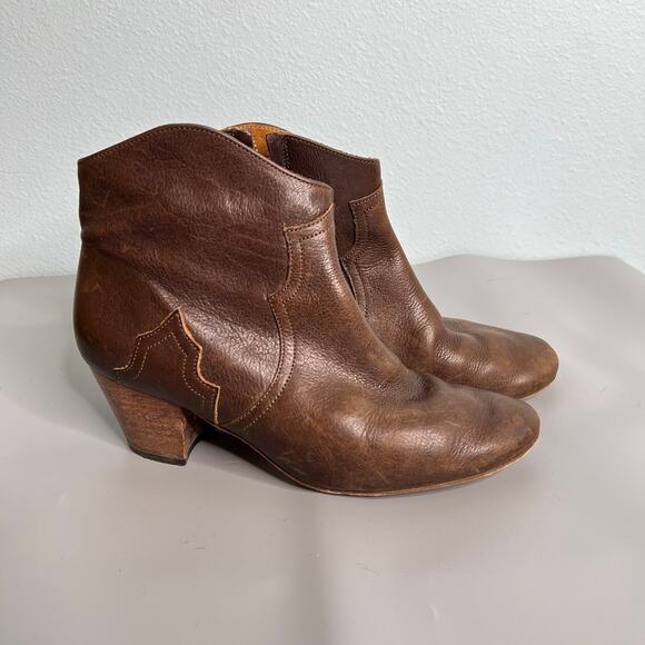 Isabel Marant 'Dicker' Brown Leather Ankle Boots 38 - Picture 1 of 7